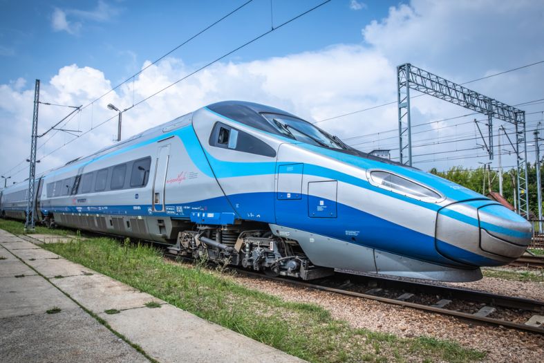 A train at Krakow Glowny train station Krakow